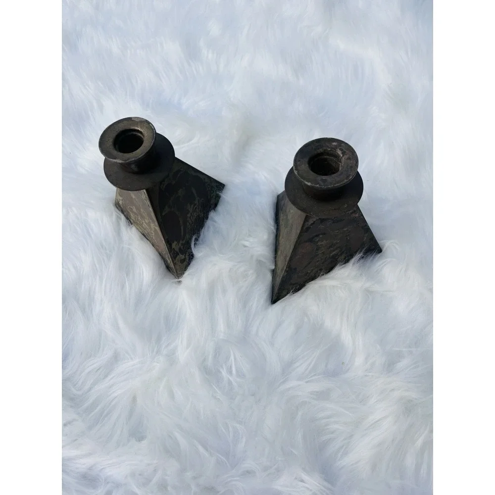 Benedict Studios Arts & Crafts Mission Viking Silver Candle Sticks Set Of‎ 2